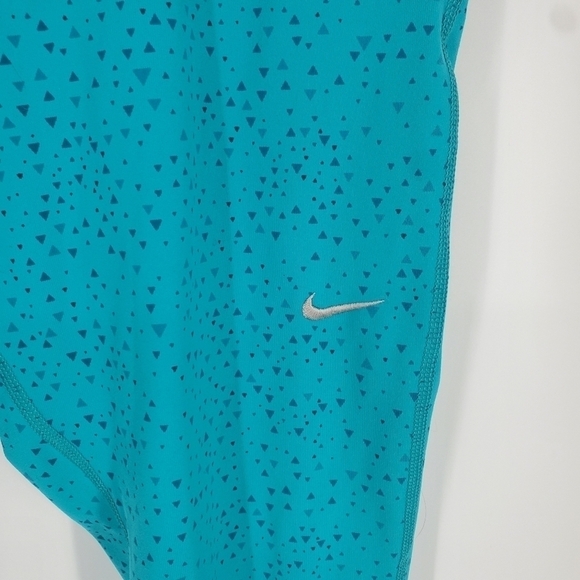 Nike Women Pro Dri Fit Workout Running Capri Cropped Leggings Pants Large Blue - Picture 2 of 11